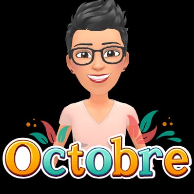 personnage avec tshirt rose avec le mot octobre écrit en orange et vert